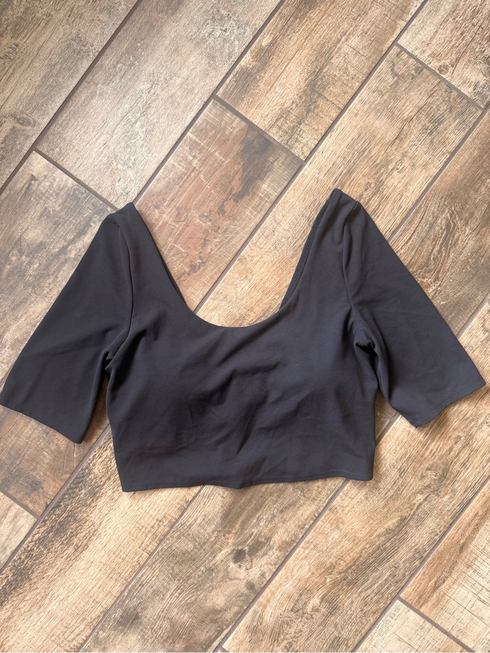 Athleta Black Scoop-Neck Cropped Top